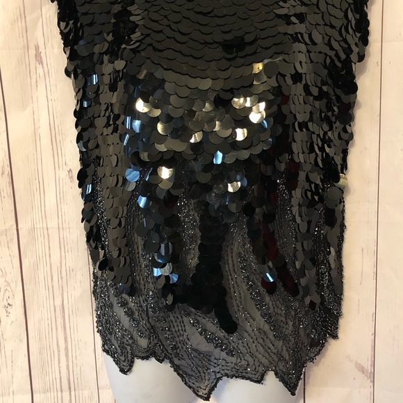 St. Honore Sequins Beaded Silk Sleeveless Blouse - Picture 5 of 6